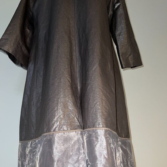 Elie Tahari Amy Metallic Coat - Linen and Cotton Snap Front in Size 10 - Picture 2 of 15